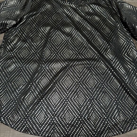 Ellen Weaver Top Womens 1X Plus Black Floral 3/4 Sleeve Zip Back Stretch Blosue - Picture 3 of 9